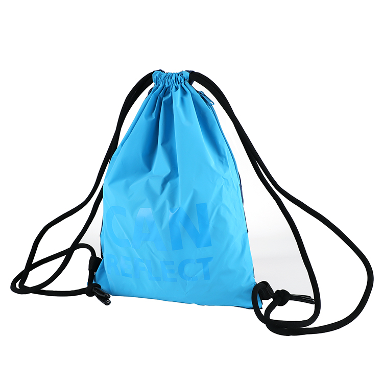 Blue polyester Drawstring bag