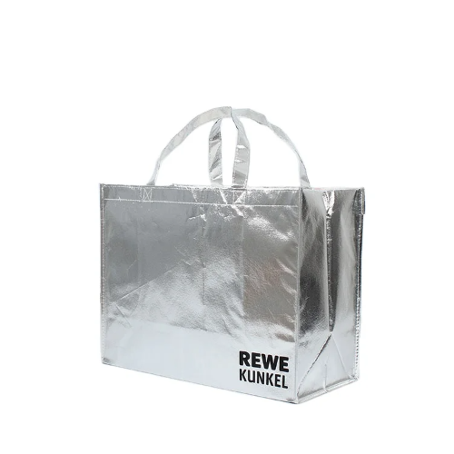 Non-woven silver covered handbag