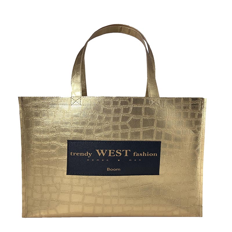 Custom Small Recycle Grocery Gold Film Embossed Non Woven Bag