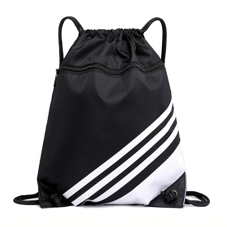 Popular custom logo drawstring backpack Large capacity polyester nylon sports shopping backpack drawstring bag