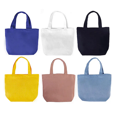 Small canvas tote bag 9x8x4inch reusable cotton shopping bag Bulk DIY mini tote bag Grocey gift bag