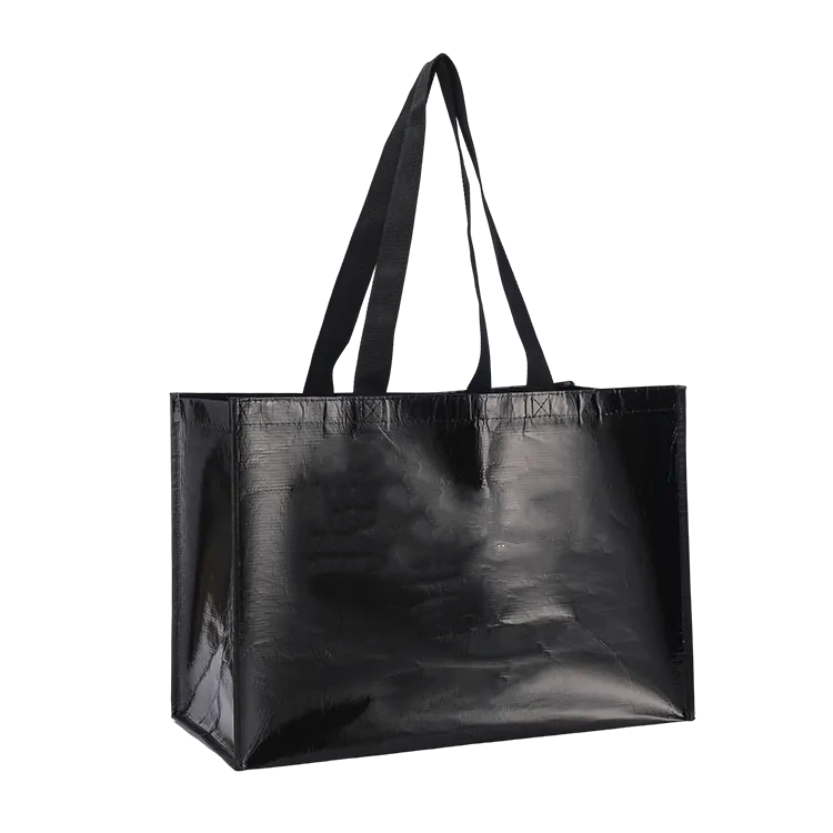 Reusable Eco-friendly Polypropylene Packaging, Black Laminated Non-woven Fabric Bags, Rpet Bags, PP Non-woven Fabric Shopping Handbags with Custom Logos