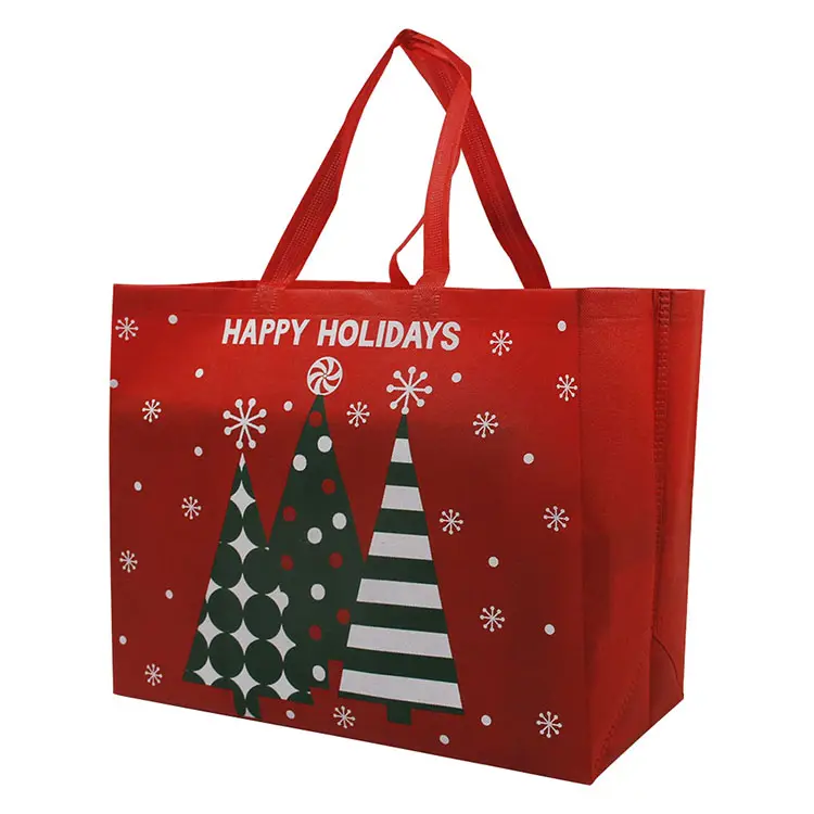 Festival Eco-friendly PP Non-woven Fabric Food Bags Laminated Non-woven Fabric Shopping Handbags with Printed Logos