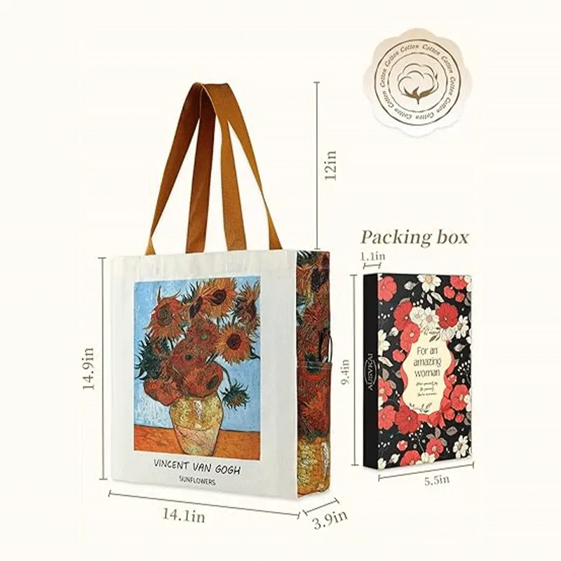 Hot-selling Custom Printed Logo Handbags  Shopping Cotton Fashionable Canvas Bags Large Canvas Crossbody Bags with Handles