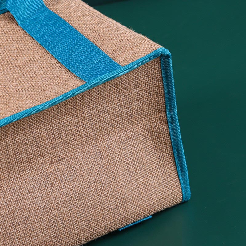 Jute Cooler Zipper Tote Bag