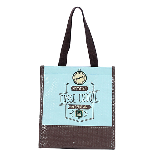 Blue brown cooler tote bag