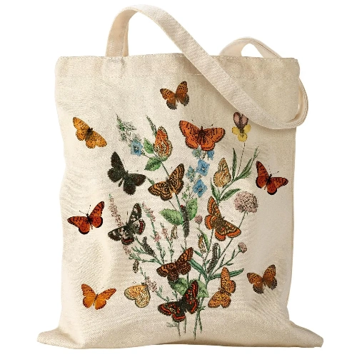 Customized Printed Logo Cotton Large Shopping Canvas Tote Bag with Pocket