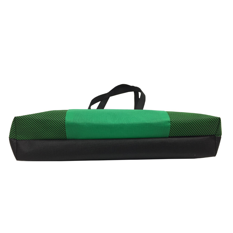 Green non-woven spliced zipper handbag