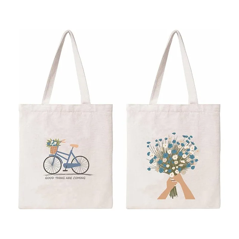 Eco-Friendly Plain Blank Cotton Canvas Handbag DIY Customized Logo Printed Shopping Bag White or Original Color Gift