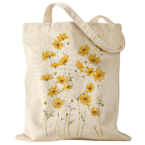 Customized Printed Logo Cotton Large Shopping Canvas Tote Bag with Pocket