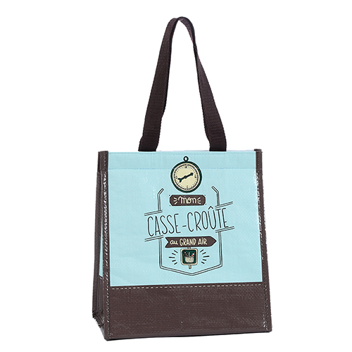 Blue brown cooler tote bag