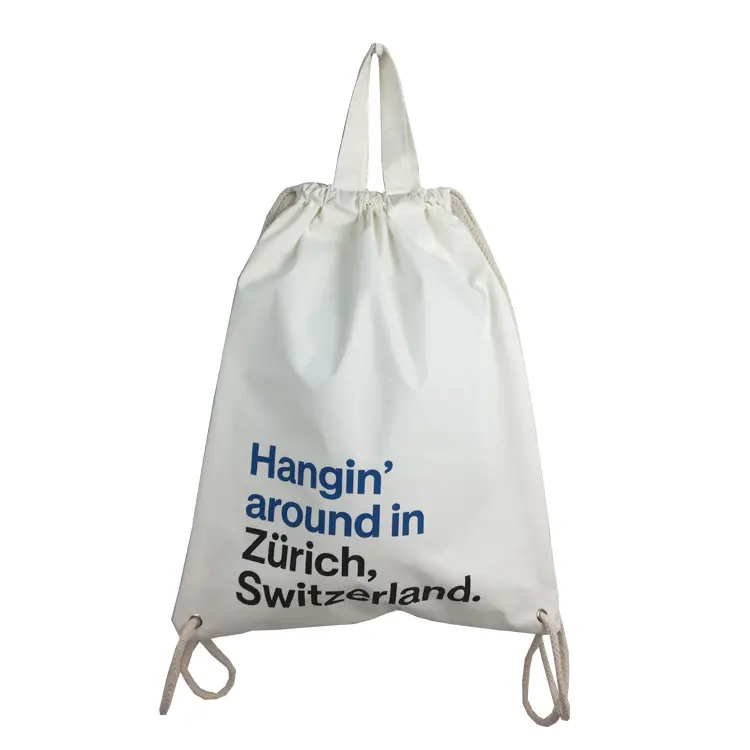 Eco Custom Canvas Cotton Tote Drawstring Bag with Printing