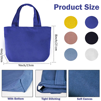 Small canvas tote bag 9x8x4inch reusable cotton shopping bag Bulk DIY mini tote bag Grocey gift bag