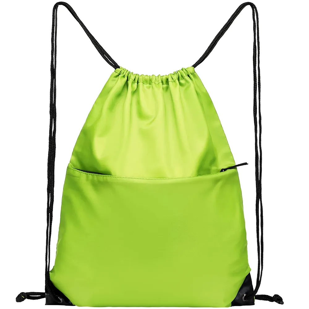 Wholesale Large-Capacity Drawstring Zipper Backpacks Waterproof Grocery Storage Bags and Green Nylon Drawstring Bags