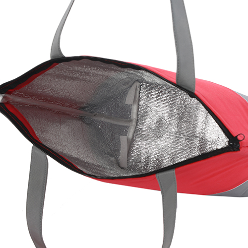 Gray-red Cooler Tote Bag