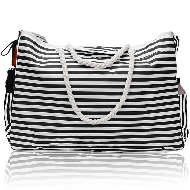 High-capacity canvas tote bag with handle zipper