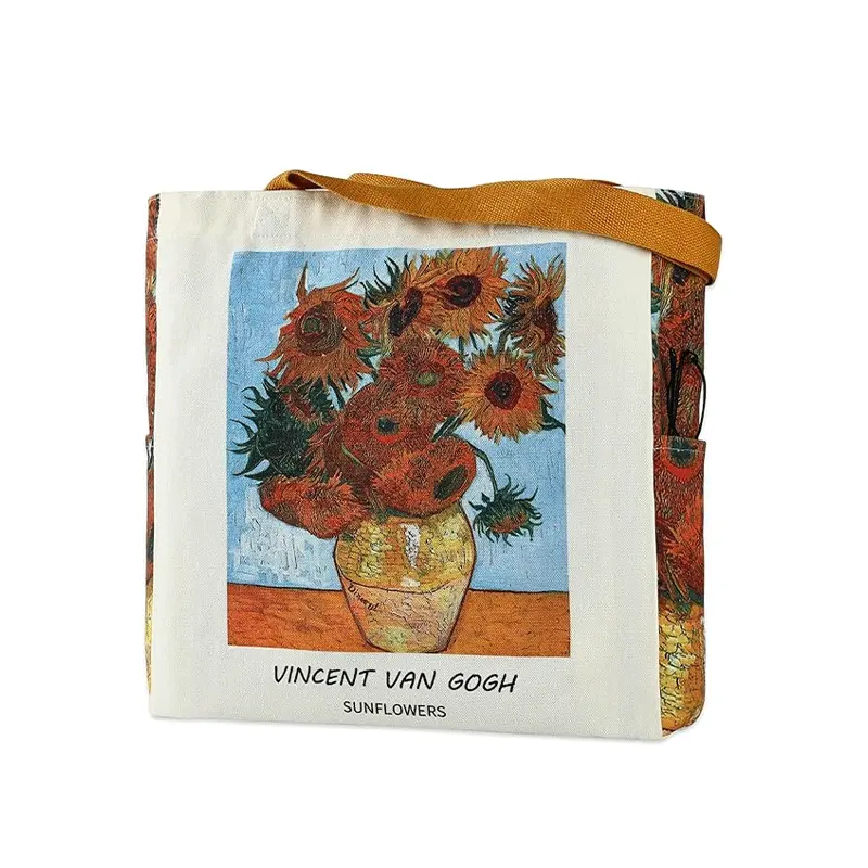 Hot-selling Custom Printed Logo Handbags  Shopping Cotton Fashionable Canvas Bags Large Canvas Crossbody Bags with Handles