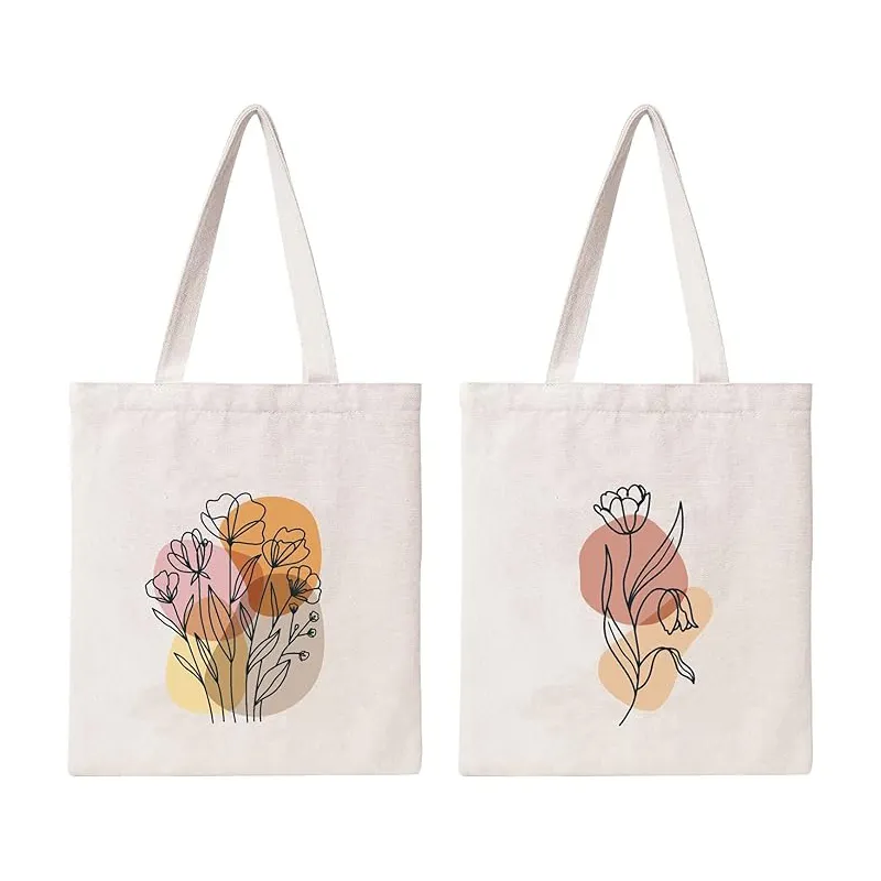Eco-Friendly Plain Blank Cotton Canvas Handbag DIY Customized Logo Printed Shopping Bag White or Original Color Gift