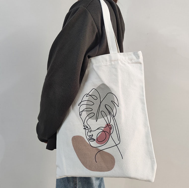 Foldable cotton shopping canvas tote bag