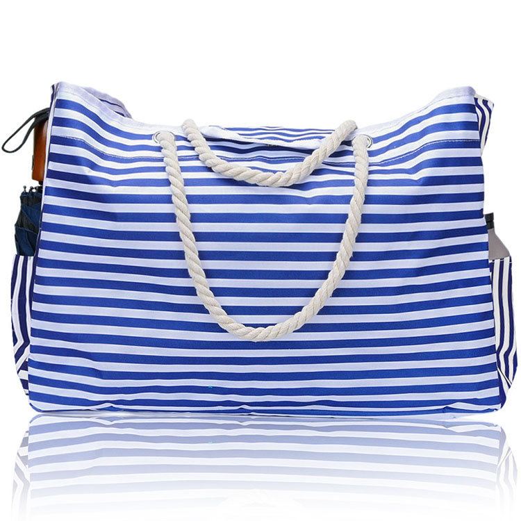 High-capacity canvas tote bag with handle zipper