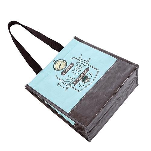 Blue brown cooler tote bag
