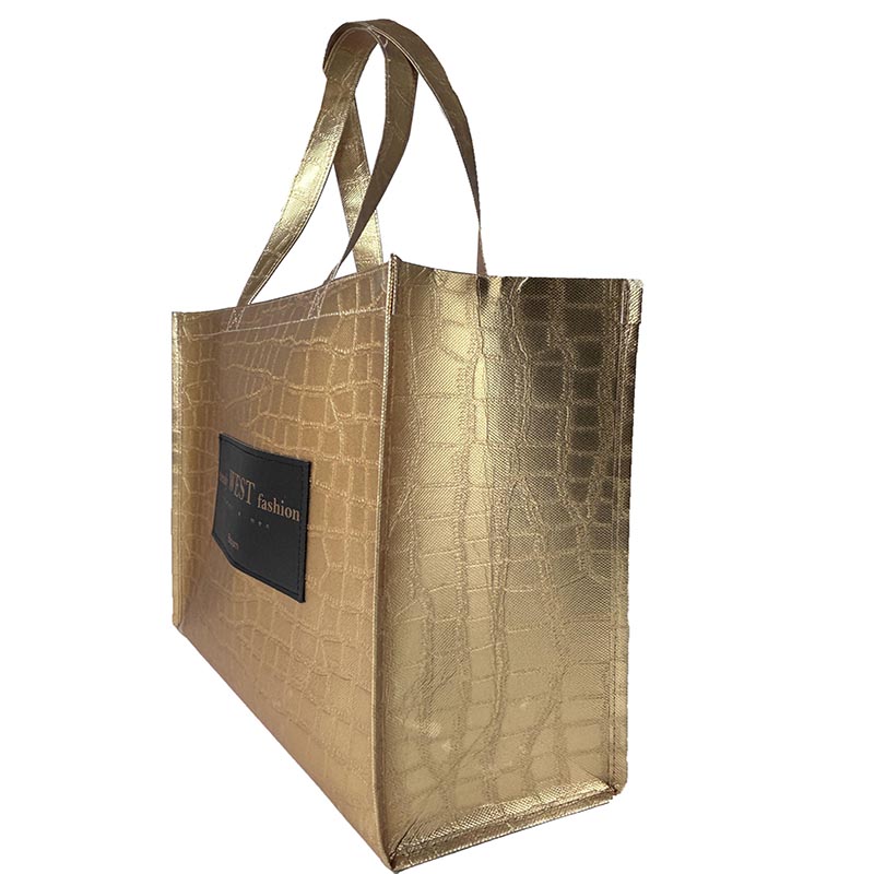 Custom Small Recycle Grocery Gold Film Embossed Non Woven Bag