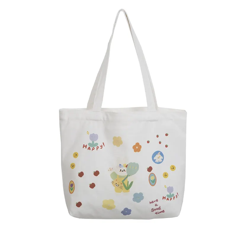 High-quality Canvas Handbag for Women Eco-friendly Shopping Bag Printed Custom Cotton bag  Foldable Storage