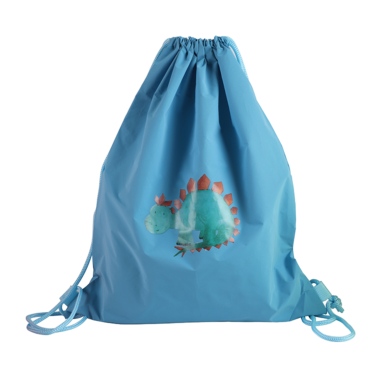 Blue polyester Drawstring bag