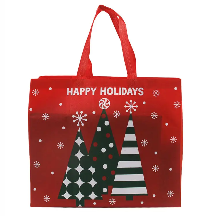 Festival Eco-friendly PP Non-woven Fabric Food Bags Laminated Non-woven Fabric Shopping Handbags with Printed Logos