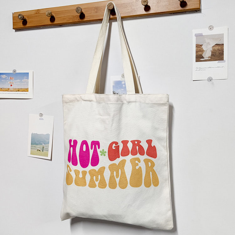 Foldable cotton shopping canvas tote bag