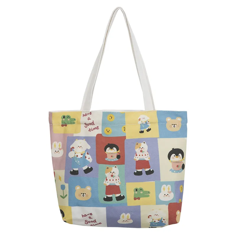 High-quality Canvas Handbag for Women Eco-friendly Shopping Bag Printed Custom Cotton bag  Foldable Storage