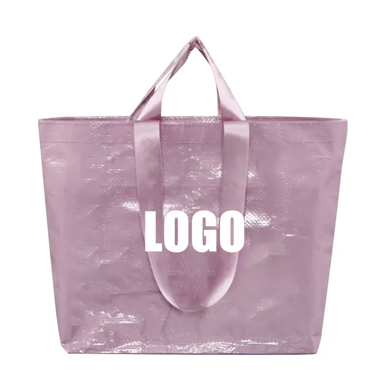Recyclable and Durable Custom Logo Laminated Polyethylene Polypropylene Woven Shopping Bags and Handbags