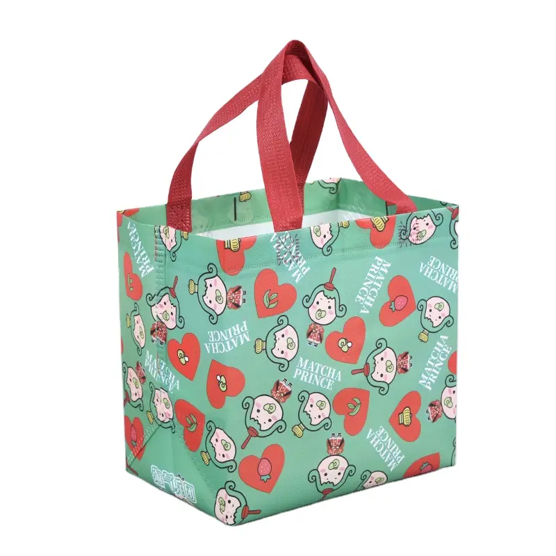 Wholesale Ecological Promotion Cartoon Laminated PP Ultrasonic Sealed Non-woven Fabric Cute Reusable Shopping Handbags